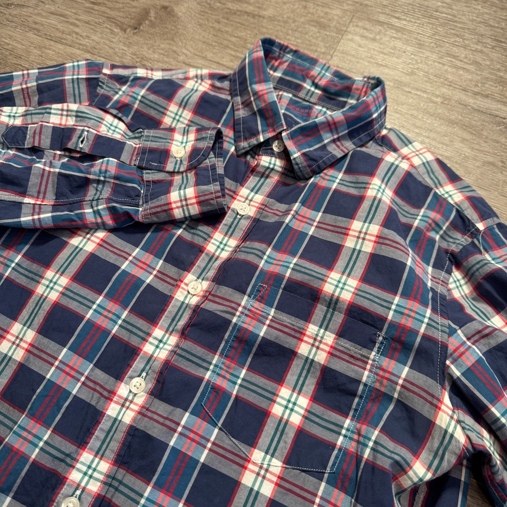 J.Crew Shirt Mens Small Blue Cotton Plaid Lightweight Slim Fit Preppy Casual